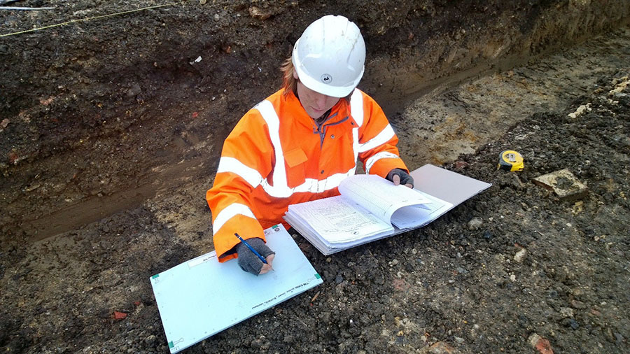 Martin recording trenches in Enfield